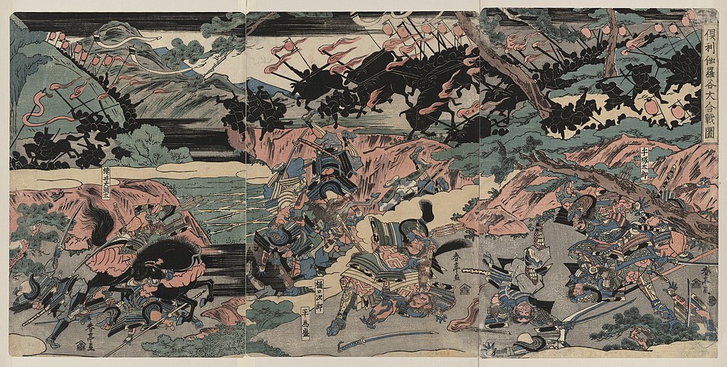 「倶利伽羅谷大合戦」勝川春亭画。1810年