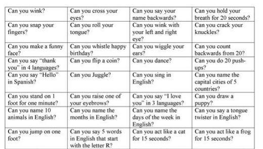 英語面白いCanを使った質問リストcan you questions
