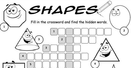 図形の名前英語クロスワードパズルshapes worksheet3